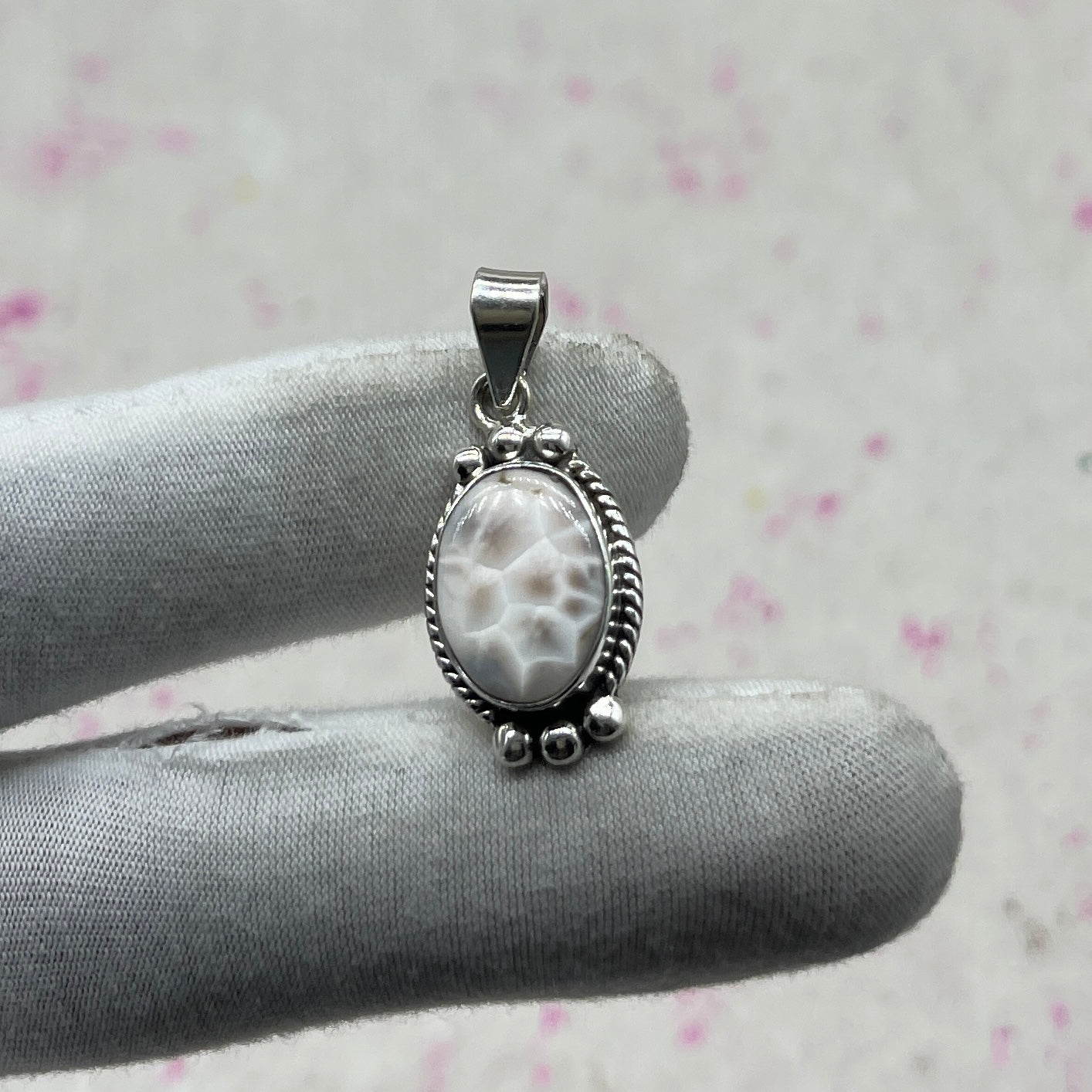 Pink Larimar 925 Sterling Silver Handmade Pendant | Pastel Statement Pendant