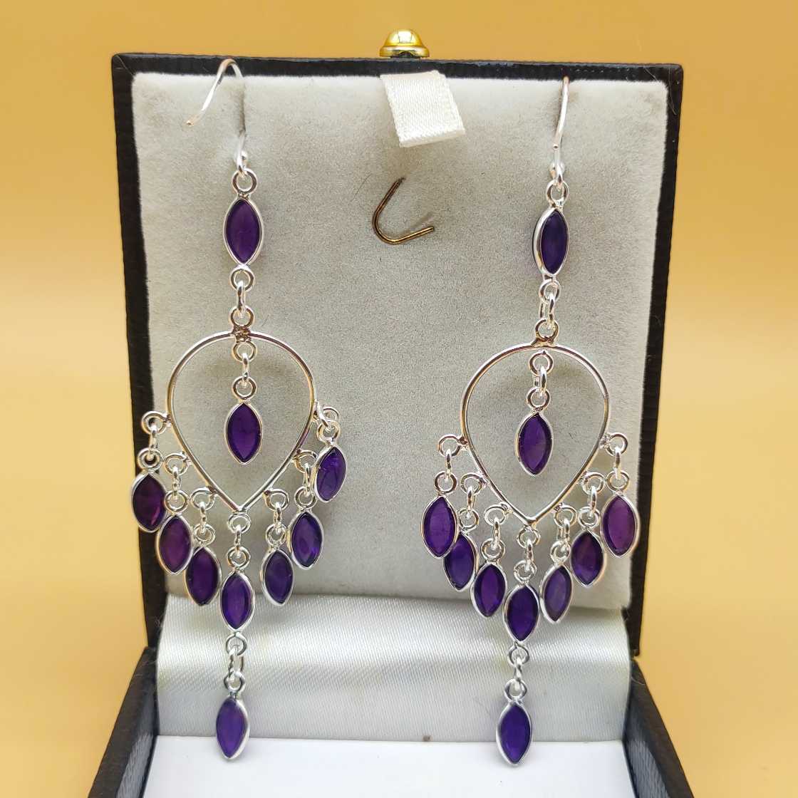 Elegant Silver Statement Chandelier Earrings