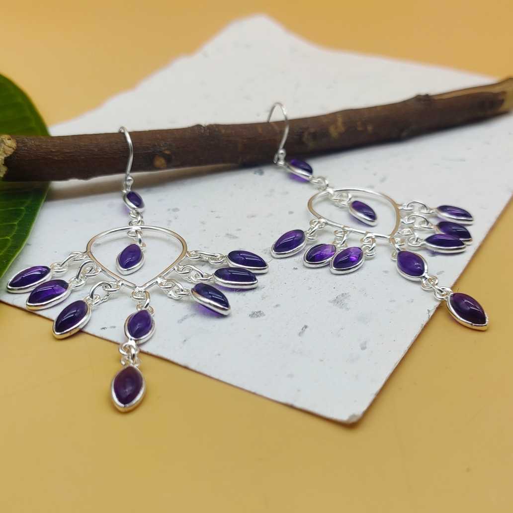 Elegant Silver Statement Chandelier Earrings