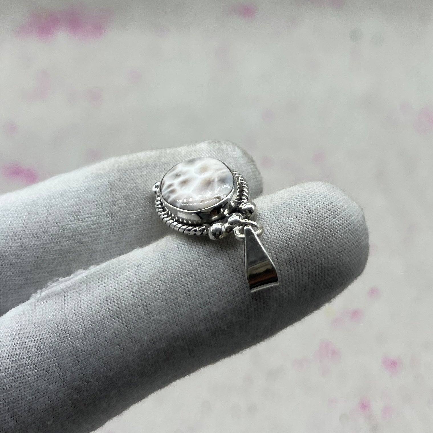 Pink Larimar 925 Sterling Silver Handmade Pendant | Pastel Statement Pendant