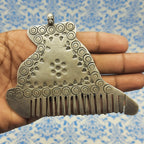 Classic Comb Motif Pendant – Handmade Silver Tribal Village Inspired Designer Piece