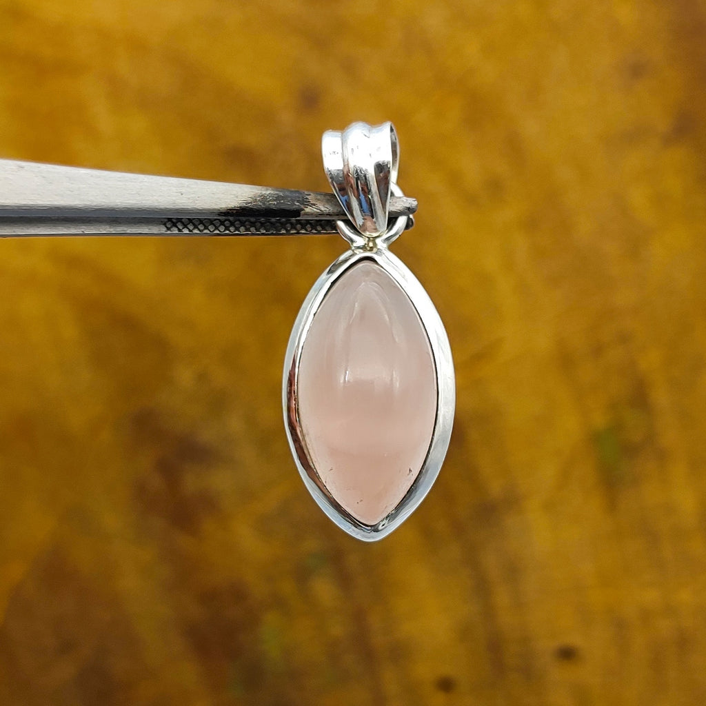 Rose Quartz Nepali Bohemian Handmade Silver Pendant