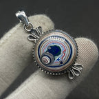 Round Fordite 925 Silver Bezel Boho Necklace Women