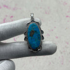 Blue Mohave Turquoise 925 Sterling Silver Pendant – Southwestern Bohemian Pendant