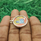 Lord Krishna Hand-Painted Pendant in 925 Sterling Silver – Divine Flute Art Jewelry