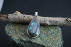 Natural Chrysocolla Gemstone 925 Silver Pendant Boho Jewelry