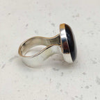 925 Sterling Silver Designer Black Onyx Gemstone Thick Band Ring
