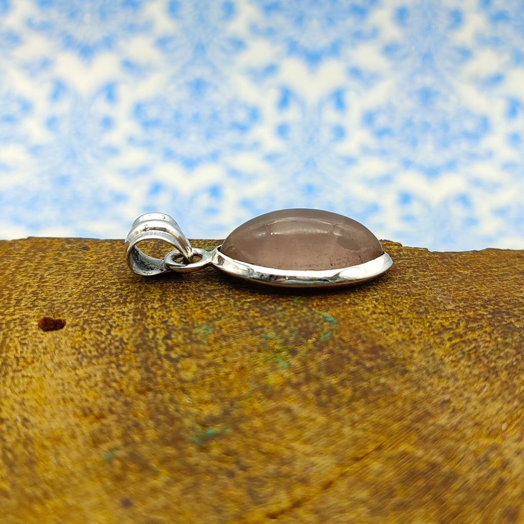 Rose Quartz Nepali Bohemian Handmade Silver Pendant