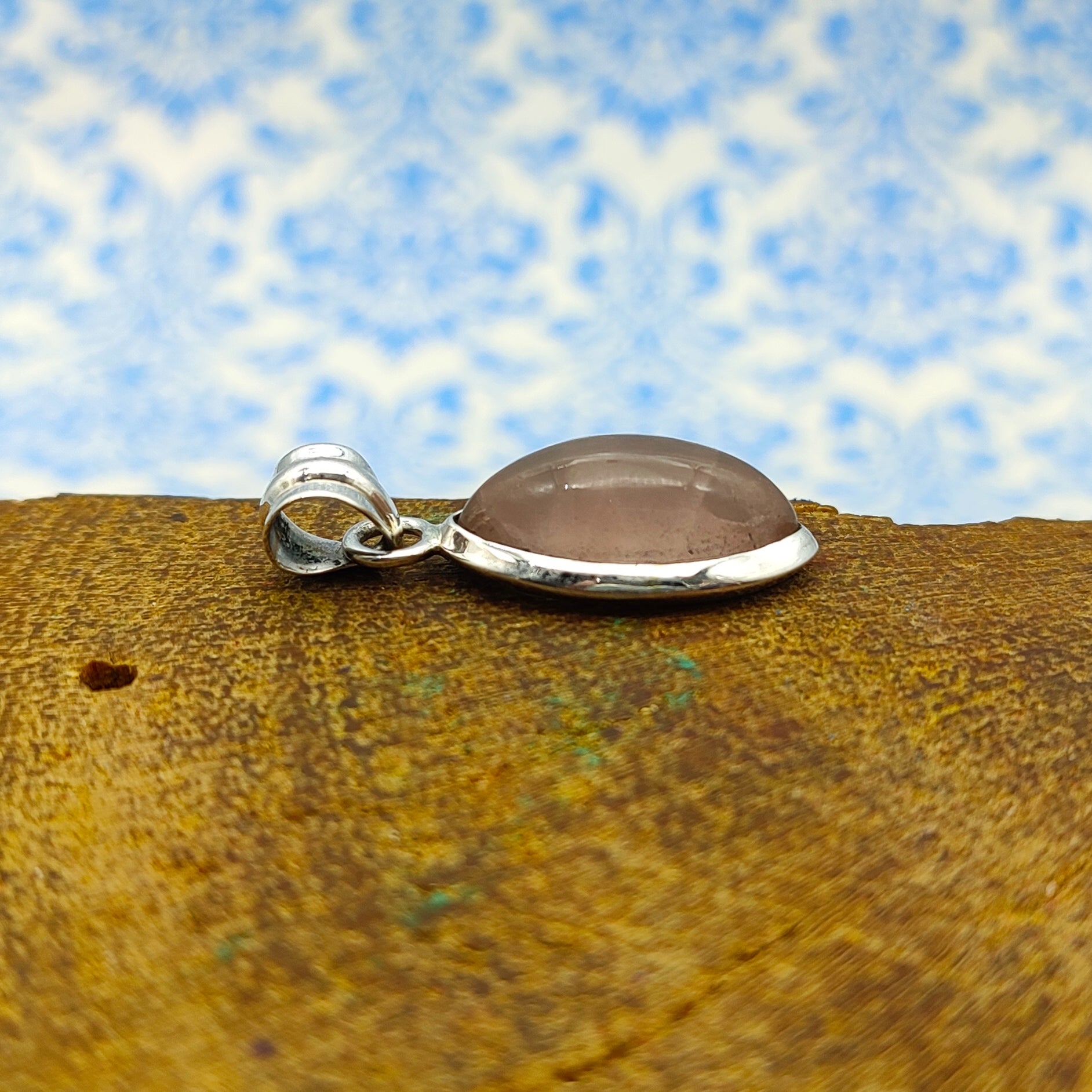 Rose Quartz Nepali Bohemian Handmade Silver Pendant