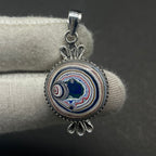 Round Fordite 925 Silver Bezel Boho Necklace Women