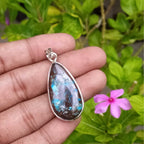 Natural Chrysocolla Gemstone 925 Silver Pendant Boho Jewelry