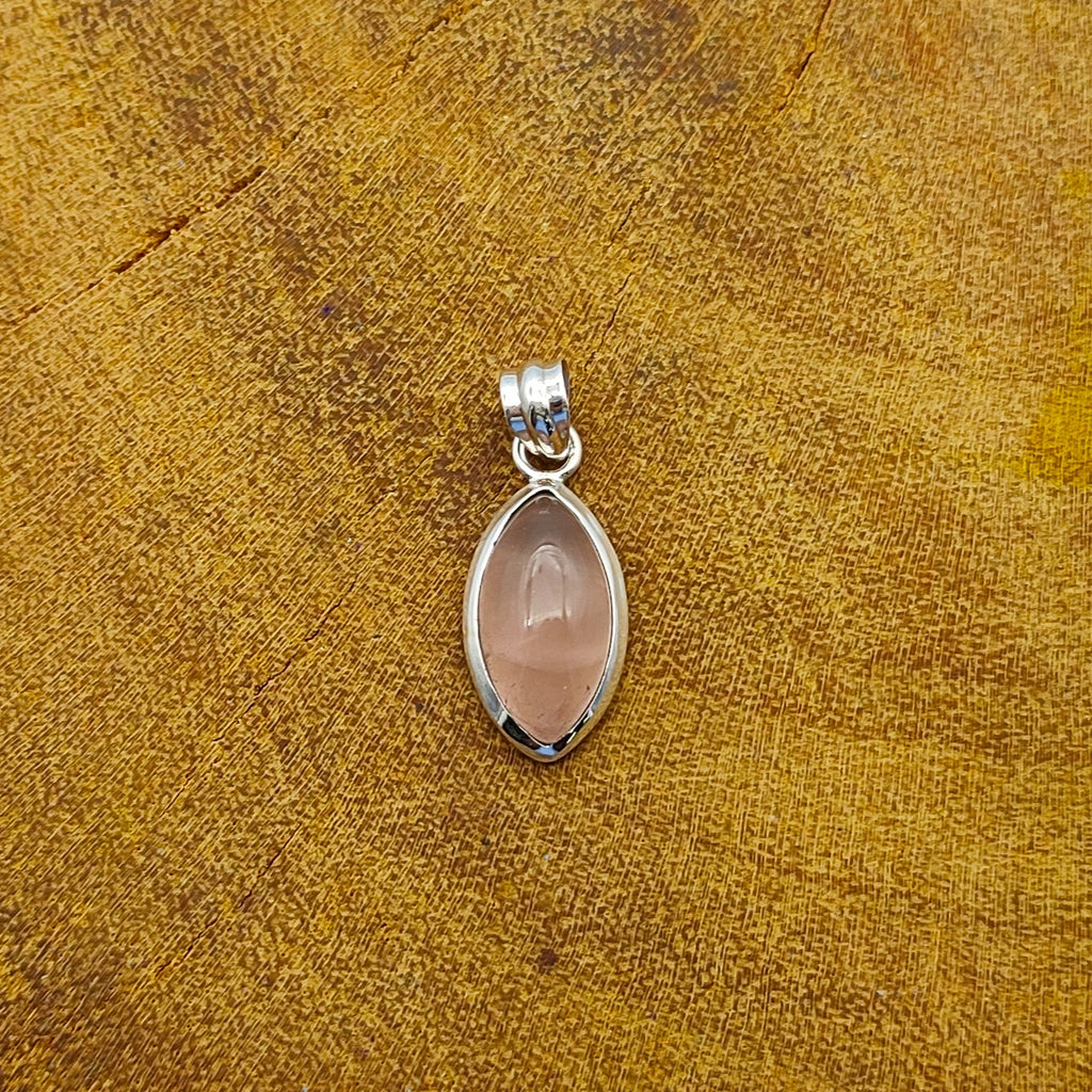 Rose Quartz Nepali Bohemian Handmade Silver Pendant