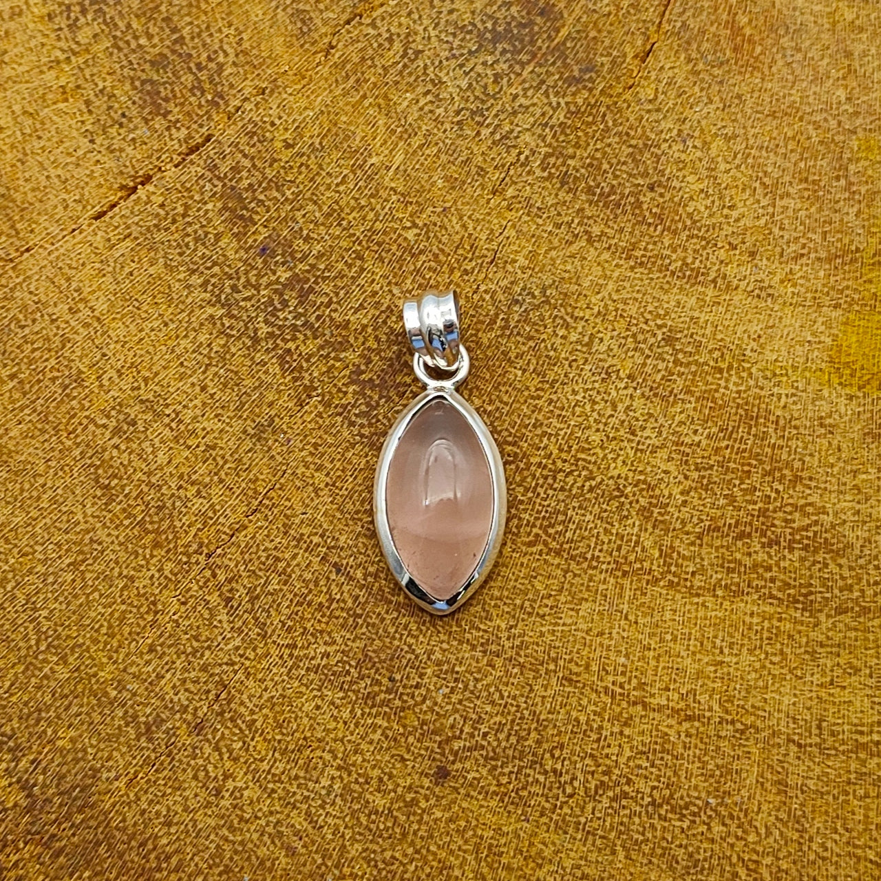 Rose Quartz Nepali Bohemian Handmade Silver Pendant