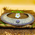 Tribal Hasli Amethyst 925 Silver Choker Rajasthani Necklace