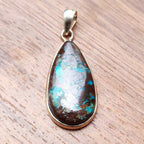 Natural Chrysocolla Gemstone 925 Silver Pendant Boho Jewelry