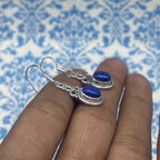 Handcrafted Lapis Lazuli Earrings – 925 Sterling Silver Oval Shape Gemstone