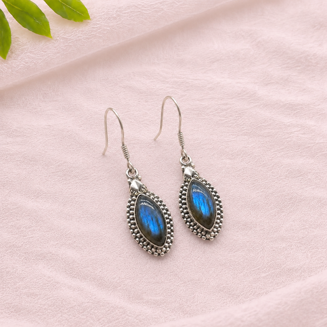 AAA Labradorite Silver Earrings – Blue Flash Statement Design