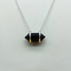 Black Onyx Double Terminated 925 Silver Chain Pendant