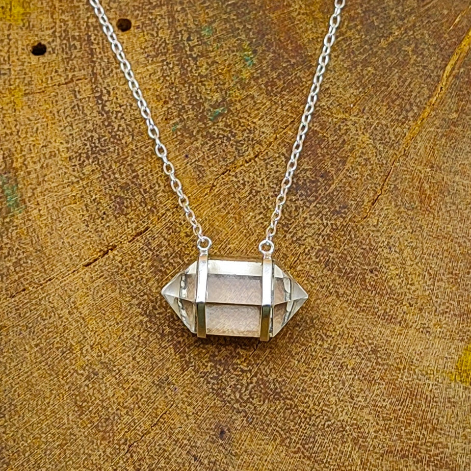Crystal Double Terminated 925 Silver Chain Pendant