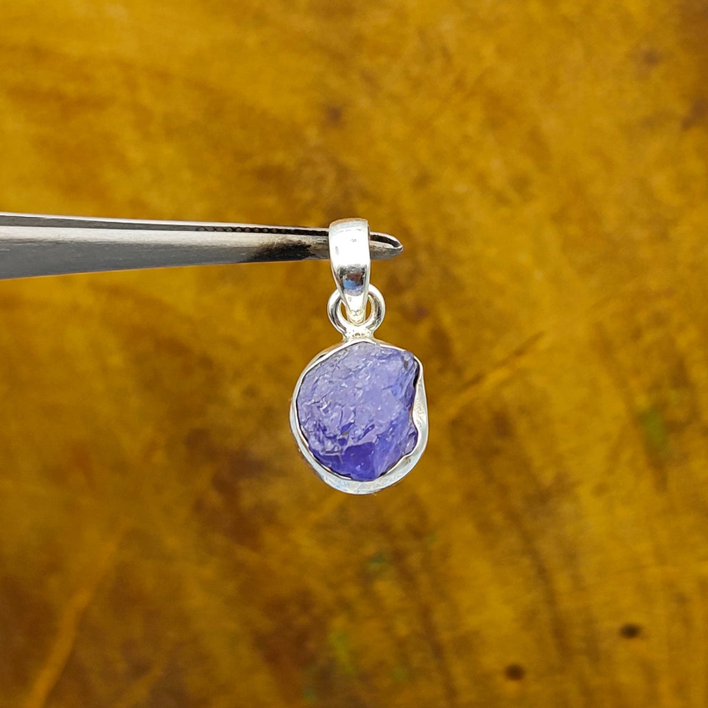 Raw Tanzanite 925 Silver Rough Pendant Necklace
