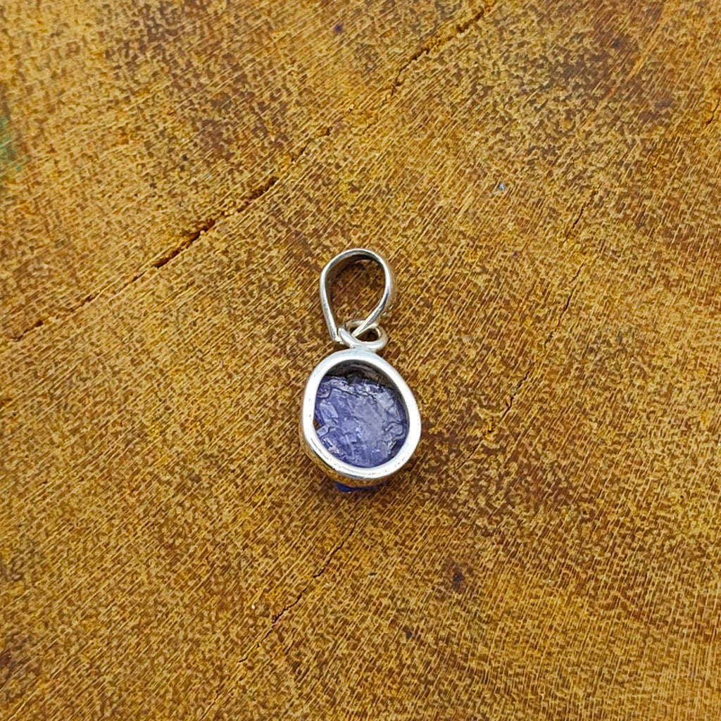 Raw Tanzanite 925 Silver Rough Pendant Necklace