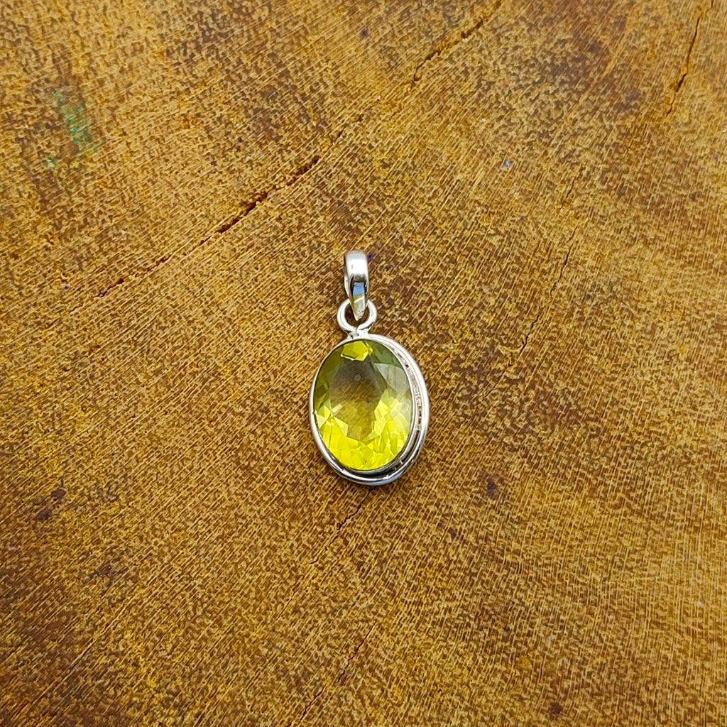 Lemon Topaz 925 Silver Faceted Dainty Pendant Necklace