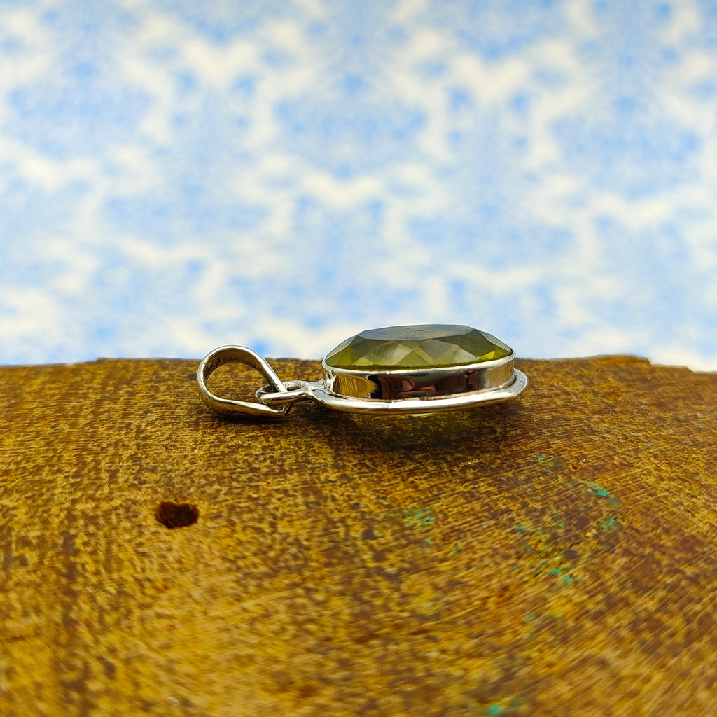 Lemon Topaz 925 Silver Faceted Dainty Pendant Necklace