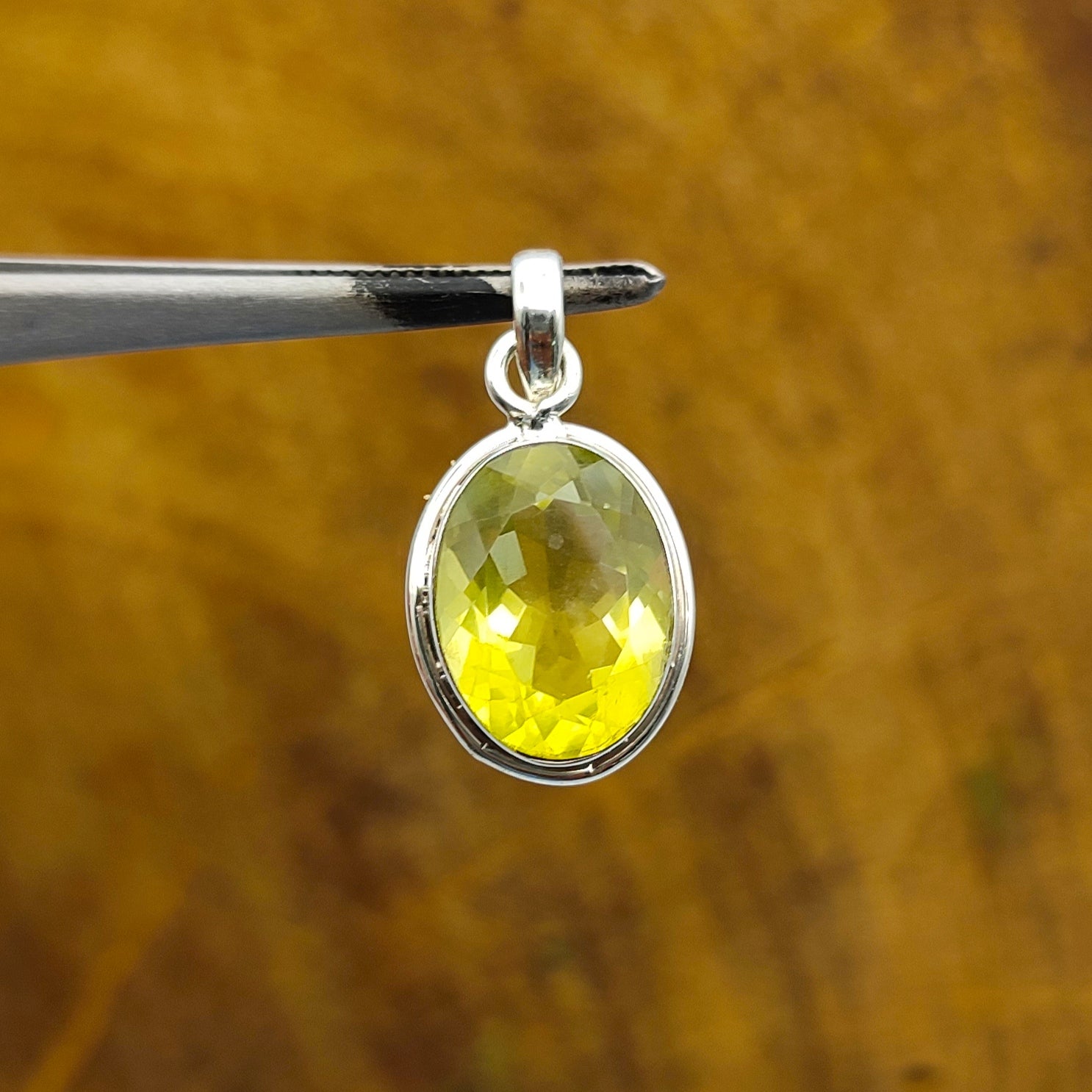 Lemon Topaz 925 Silver Faceted Dainty Pendant Necklace