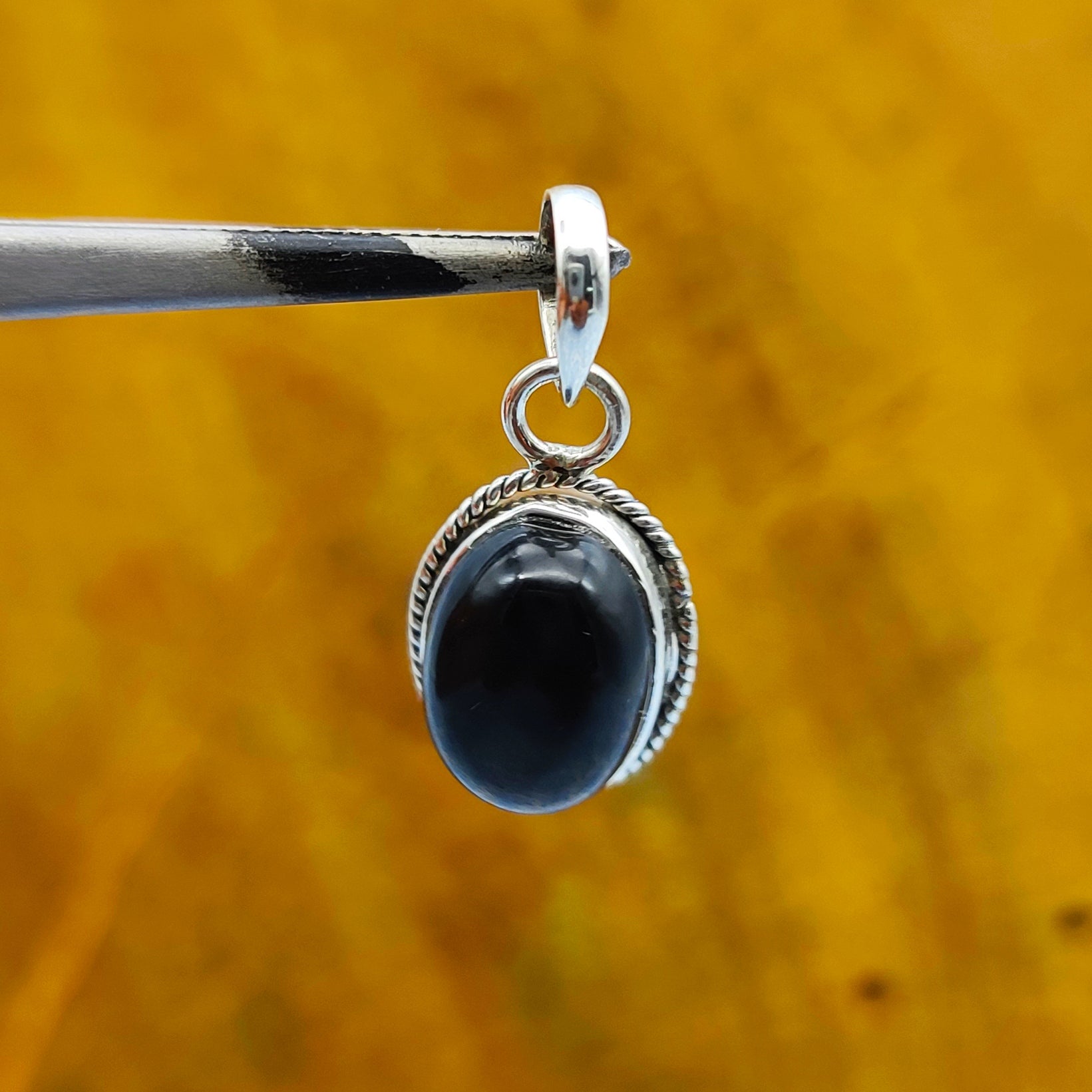 Black Onyx 925 Silver Artisan Pendant Necklace Gift