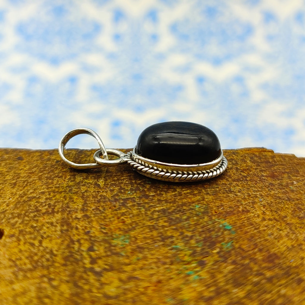 Black Onyx 925 Silver Artisan Pendant Necklace Gift