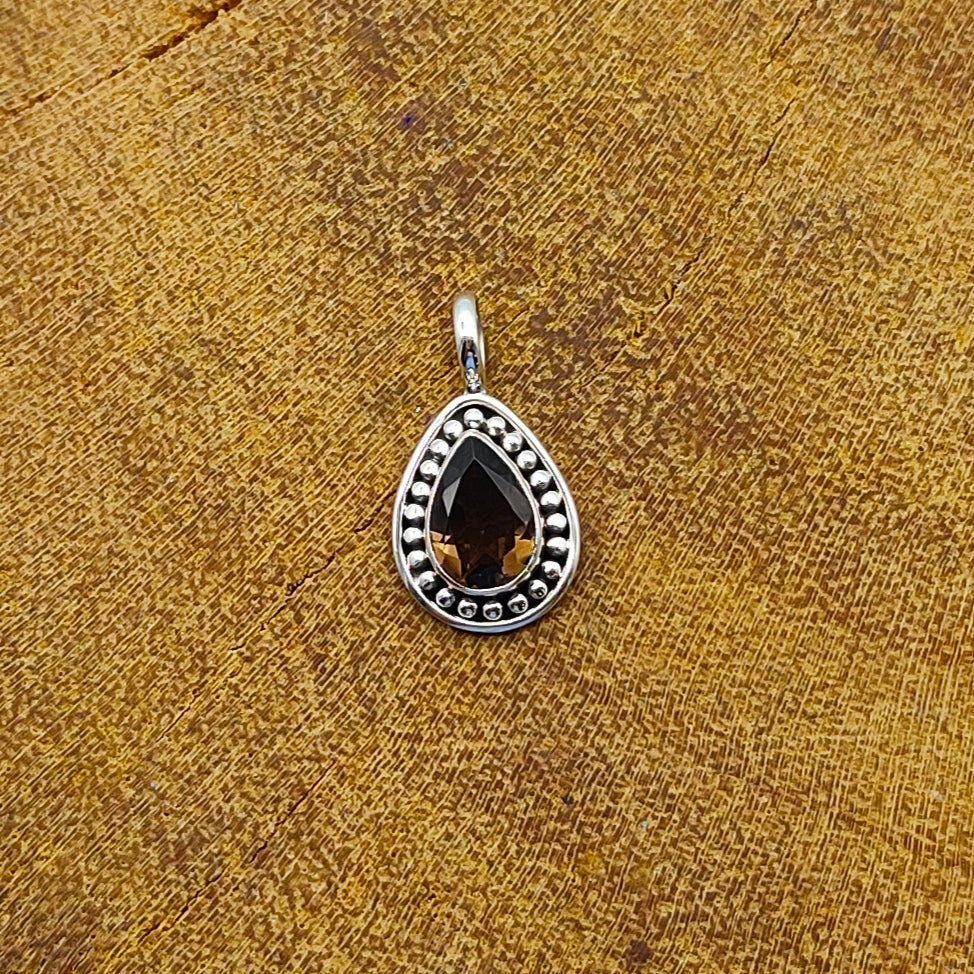Smoky Quartz 925 Silver Faceted Light Pendant Wholesale