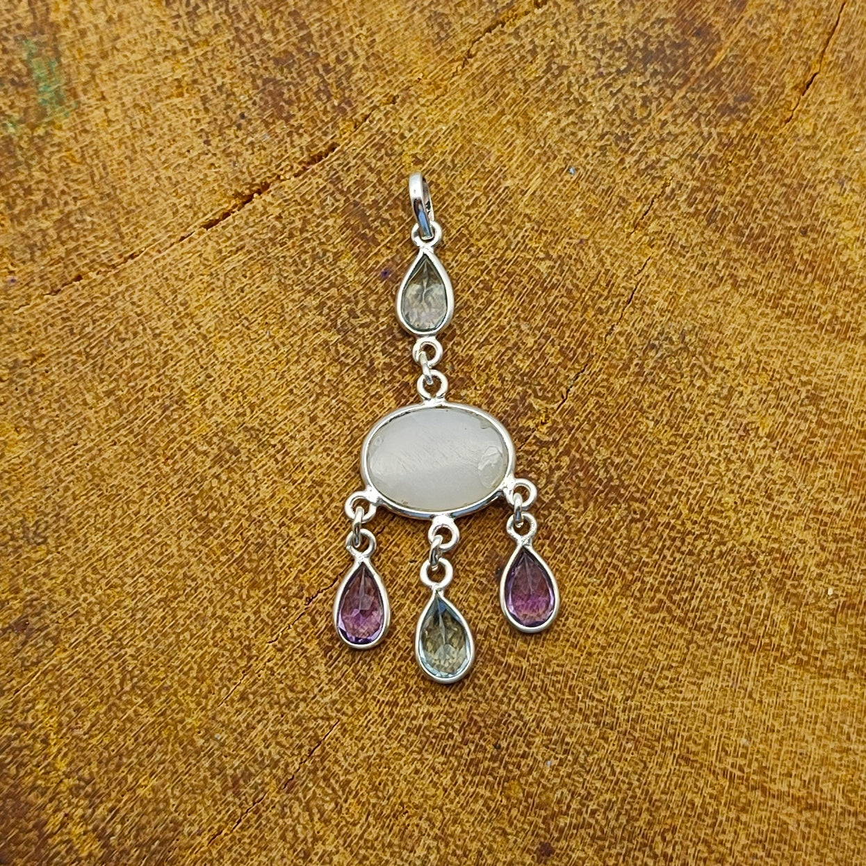 Druzy Amethyst Blue Topaz 925 Silver Designer Pendant