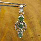 Green Onyx 925 Silver Triple Stone Dainty Necklace
