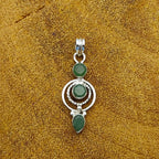 Green Onyx 925 Silver Triple Stone Dainty Necklace