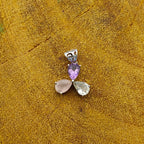Amethyst Rose Quartz Crystal 925 Silver Triple Pendant