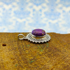 Purple Copper Turquoise 925 Silver Dainty Necklace