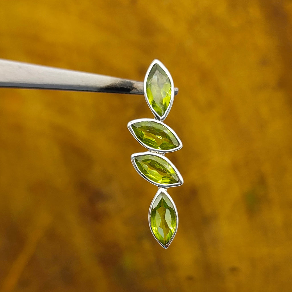 Peridot 925 Silver Faceted Dainty Pendant Lightweight