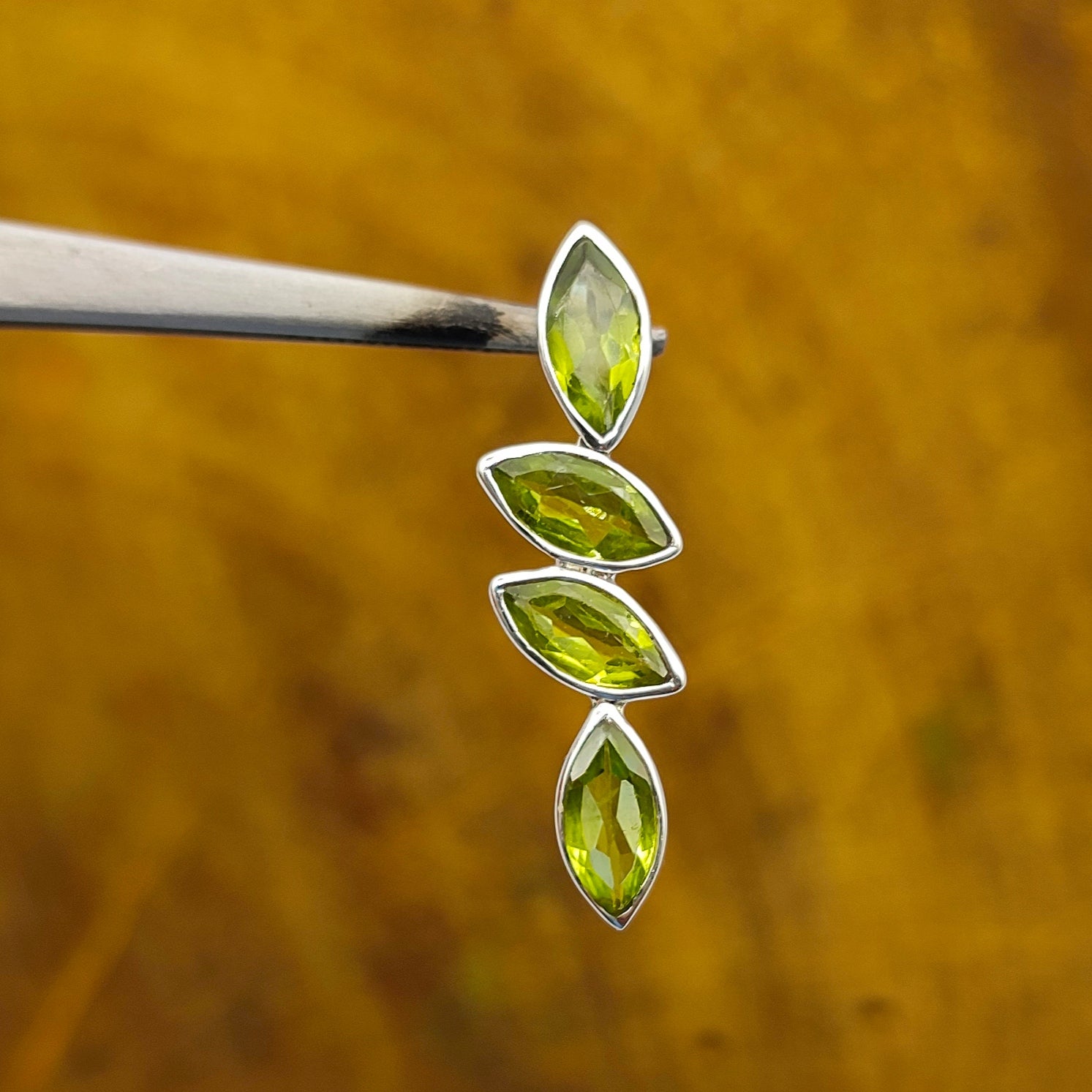 Peridot 925 Silver Faceted Dainty Pendant Lightweight