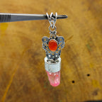 Glass & Carnelian 925 Silver Filigree Pendant