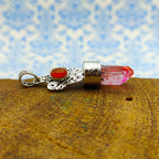 Glass & Carnelian 925 Silver Filigree Pendant