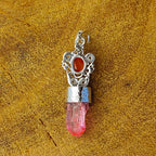 Glass & Carnelian 925 Silver Filigree Pendant