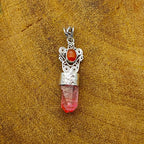 Glass & Carnelian 925 Silver Filigree Pendant