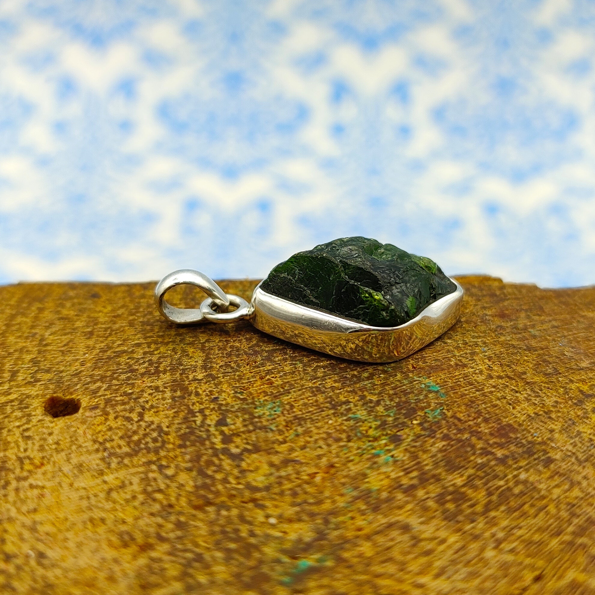 Chrome Diopside 925 Silver Boho Necklace Handmade