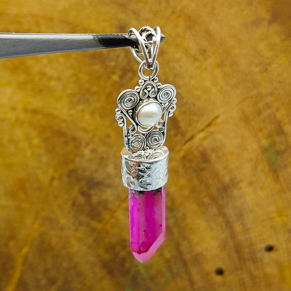 Glass Pearl 925 Silver Filigree Pendant