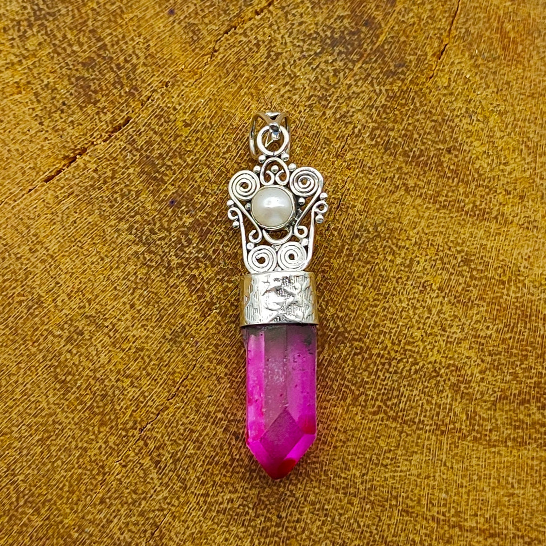 Glass Pearl 925 Silver Filigree Pendant