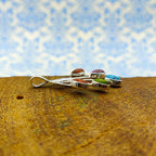 Leaf Design Marquise Copper Turquoise 925 Silver Dainty Pendant