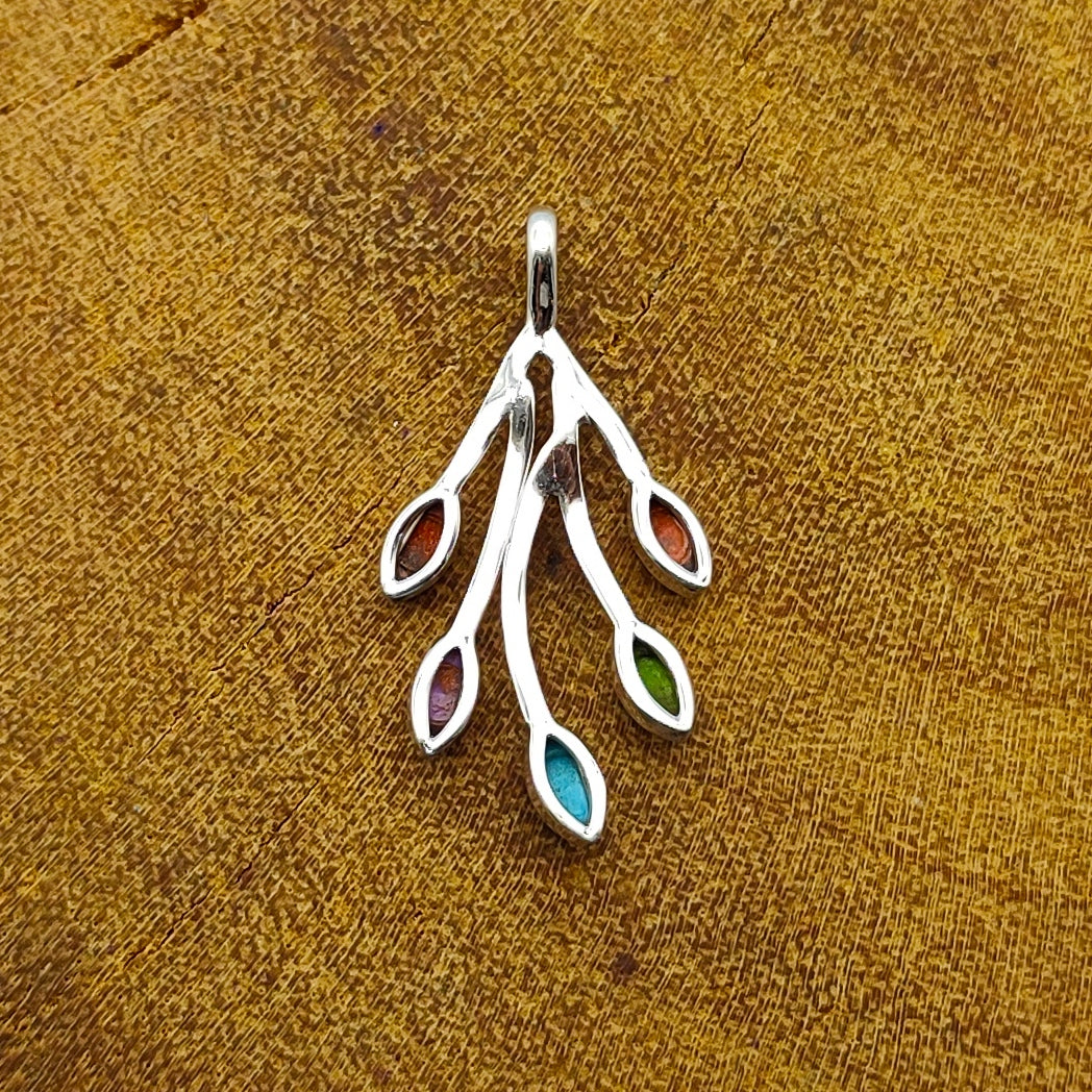 Leaf Design Marquise Copper Turquoise 925 Silver Dainty Pendant