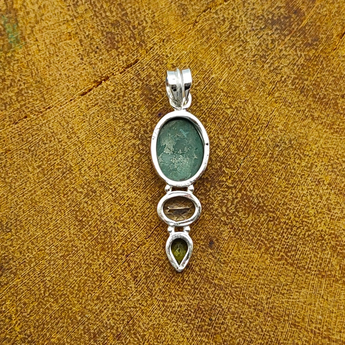 Malachite Peridot 925 Silver Boho Pendant Necklace