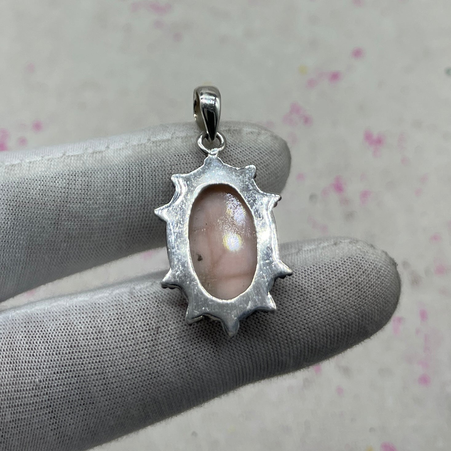 Pink Larimar 925 Sterling Silver Pendant – Handmade Bohemian Jewelry