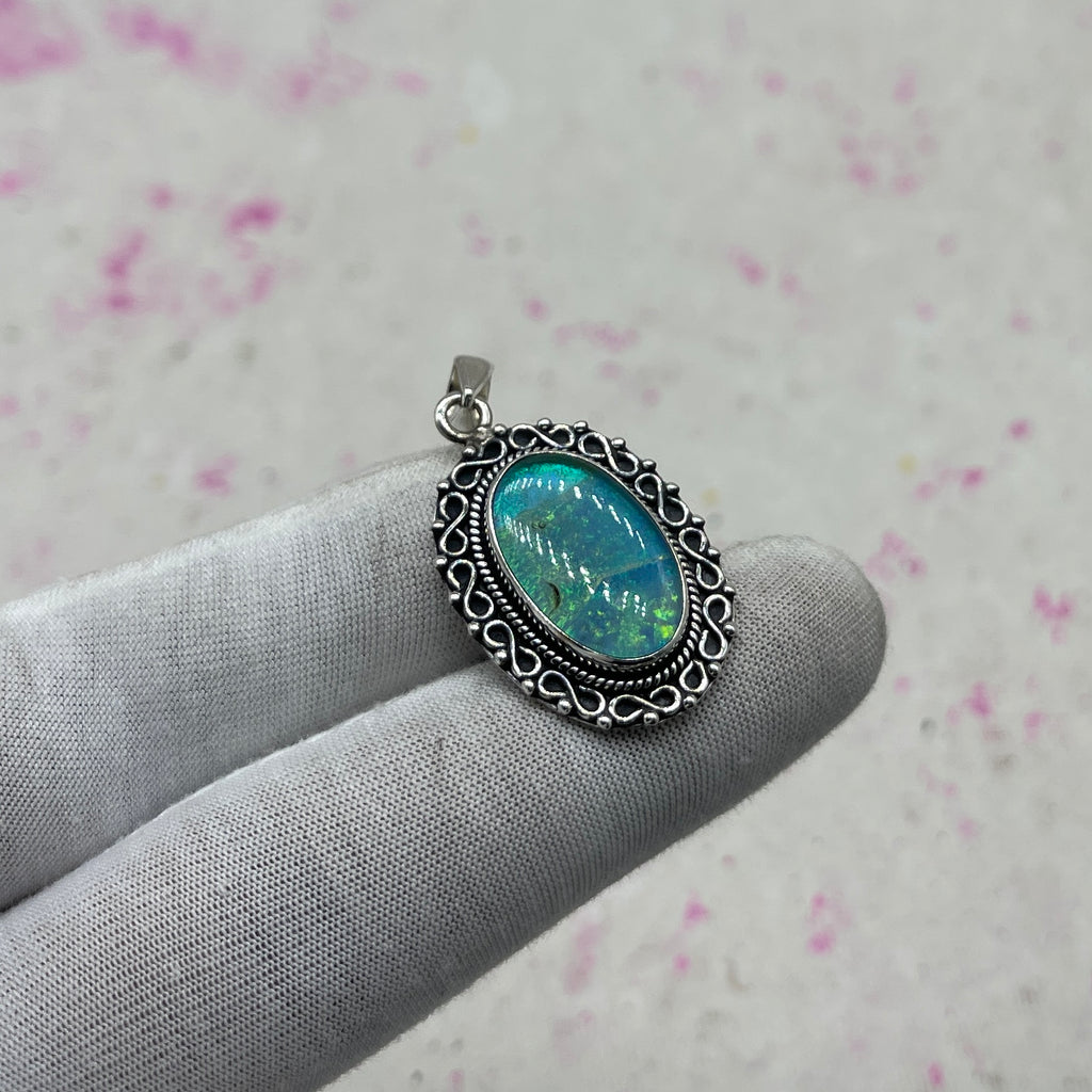 Resin Glass 925 Sterling Silver Pendant – Modern Designer Pendant